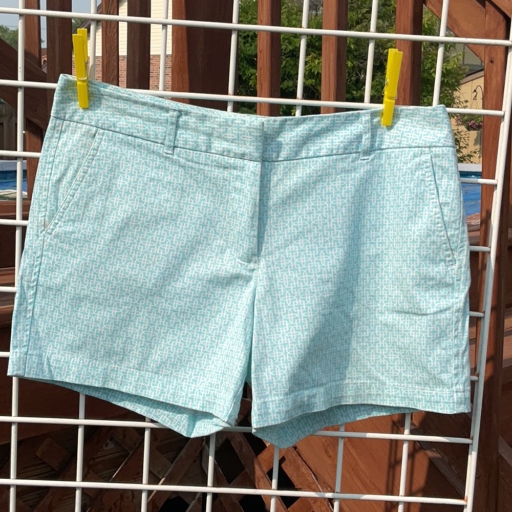 Teal and White Bermuda Shorts with Tailored Fit Size 12